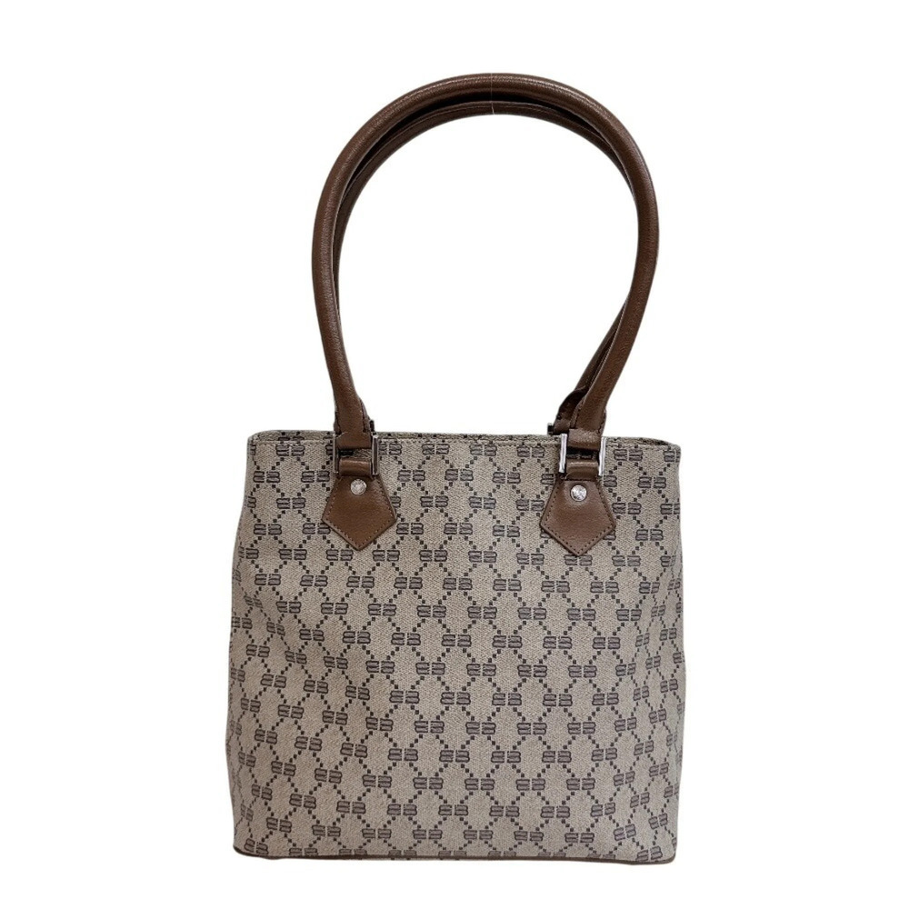 BALENCIAGA Balenciaga BB pattern PVC handbag brown